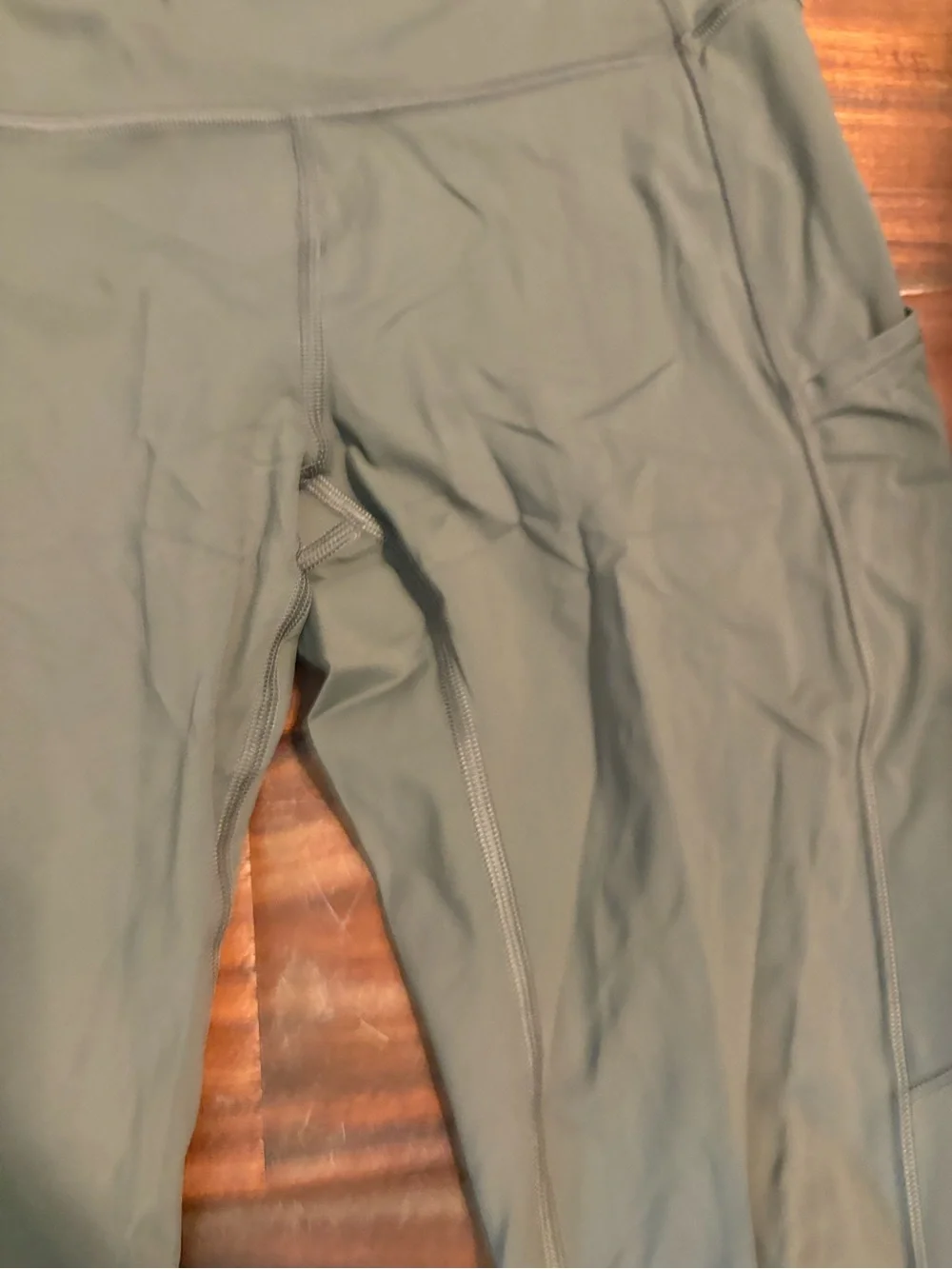 Lululemon Green High Rise Running Leggings Side Pockets Size 8 (801)